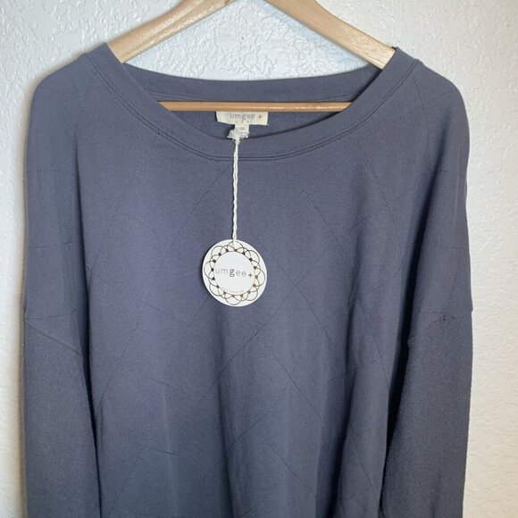 Umgee Women’s Top Dark Gray Sweat Top With Diamond Pattern 2XL Activewear - Picture 5 of 12
